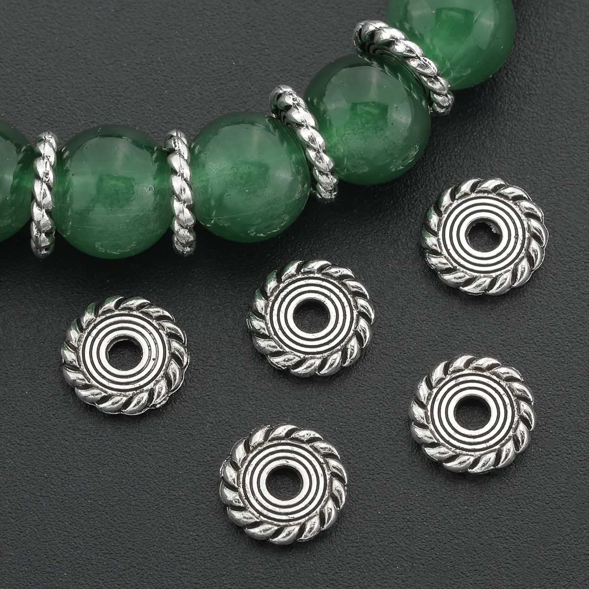 50pcs Spiral Pattern Alloy Spacer Beads for DIY Jewellery